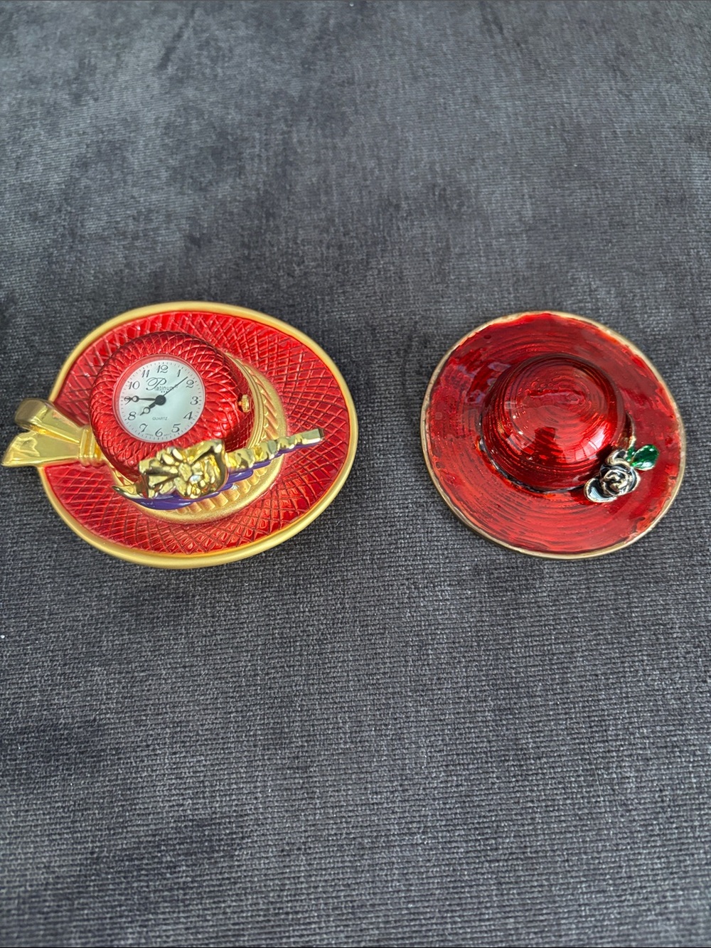 Decorative Metal and Enamel Red Hat Trinkets